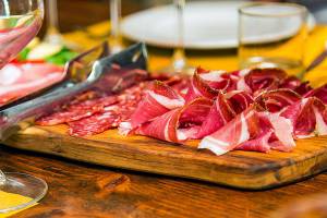 Prosciutto, produced on a small family farm.