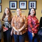 Marie Zackuse, Secretary Debra Posey, Chairwoman Teri Gobin, Vice Chair Misty Napeahi and Treasurer Pat Contraro serve on the Tulalip Tribes first board with five women. (Kevin Clark / The Herald)