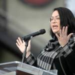 Tulalip Tribes Vice Chair-elect Misty Napeahi introduces Gov. Jay Inslee. (Ryan Berry / The Herald)