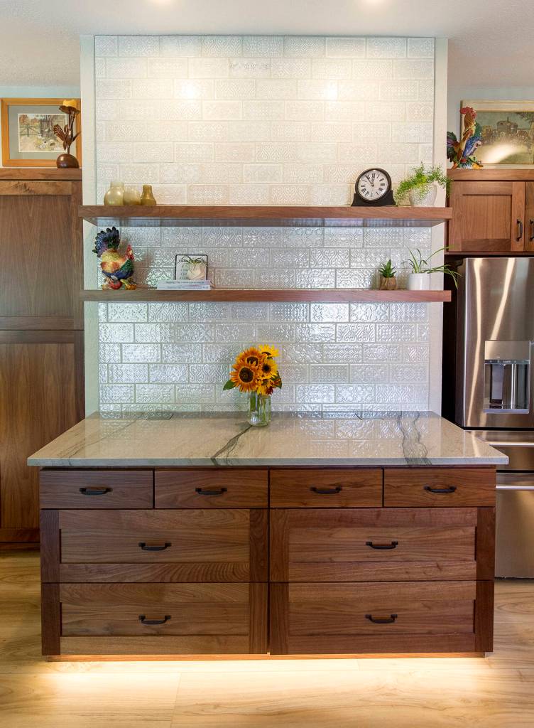 Mary Beth Kurtenbachs newly remodeled kitchen features a buffet that provides more kitchen storage and makes for a dinner-party upgrade. (Andy Bronson)