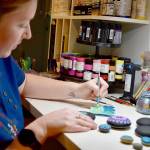 Freeland artist Renee Boyce works in her Whidbey Island studio. (Patricia Guthrie)