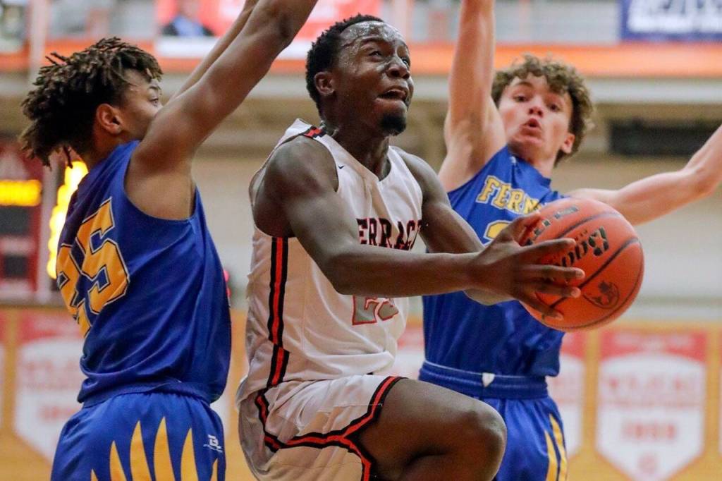 Mountlake Terrace senior Jeffrey Anyimah (Kevin Clark / The Herald )