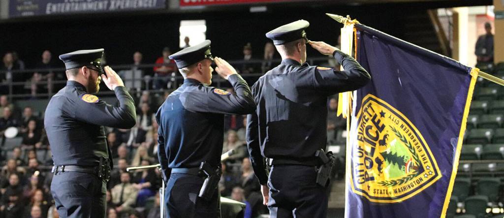 Memorial service for Officer Dan Rocha. (Everett Police Department)