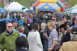 Crowds come out to Main Street in downtown Bothell during its April 2018 grand opening after a revitalization project. (Evan Pappas / Bothell-Kenmore Reporter, file)