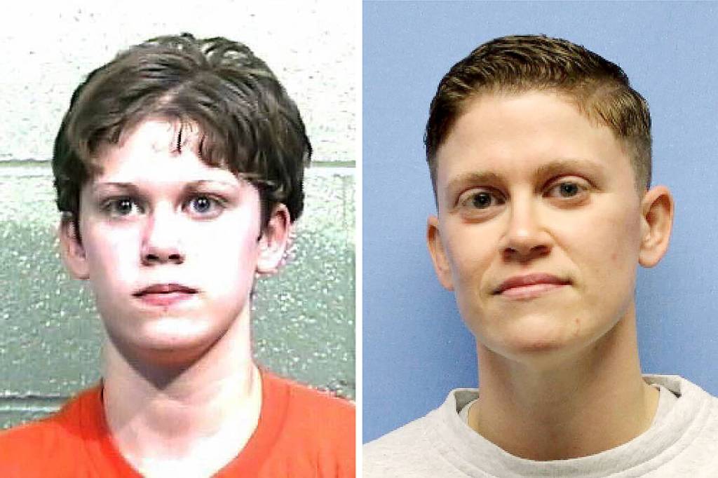 Heather Opel in 2002 and 2021. (Washington State Department of Corrections)
