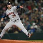 Houston Astros starting pitcher Justin Verlander throws against the Seattle Mariners during the sixth inning of a game in Seattle. (AP Photo/Ted S. Warren)
