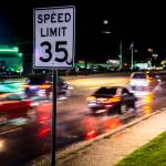 Drivers head north on Evergreen Way through the Everett Mall Way intersection in Everett. The city is seeking to lower the speed limits along Evergreen Way and Everett Mall Way. (Olivia Vanni / The Herald)