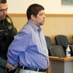 David Nieuwenhuis is handcuffed by a deputy after being convicted of second-degree murder on Tuesday, April 26, 2022, at Snohomish County Court in Everett, Washington. (Ryan Berry / The Herald)