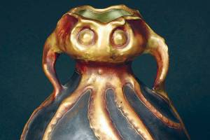 Photo Caption: Amphora pottery made in Bohemia during the art nouveau period is prized for its elaborate nature-themed decorations. This octopus vase brought $6,600 at a Morphy auction in 2021.
