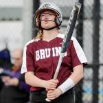 Cascades Abby Surowiec reacts after a strike Monday afternoon at Phil Johnson Ballfields in Everett, Washington on April 25, 2022. The Bruins won 6-2. (Kevin Clark / The Herald)