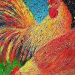 Roosters Life by Leanna Leitzke, the featured artist for May at Gallery North in Edmonds.