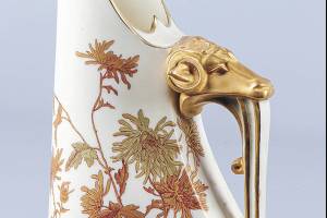 Photo Caption: Royal Worcester is one of the oldest and most famous makers of porcelain. It made this ram's head pitcher in 1888.