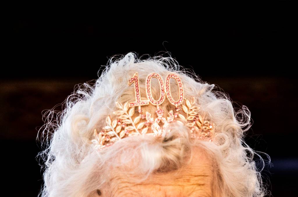 Ferne Ullestad donned a 100th birthday tiara at her celebration. (Olivia Vanni / The Herald)