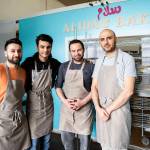 From left, bakers Nechirvan Zebari, Amer Ali, Sam Hamber and Marwan Adham at Alidas Bakery in Everett. (Olivia Vanni / The Herald)