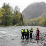 Firefighters from five agencies participated in the Snohomish Regional Fire & Rescues annual Water Rescue Academy in the Skykomish River on Thursday in Index. (Kevin Clark / The Herald)