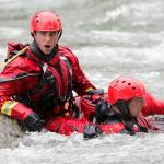 Firefighters works through rescue drills during the Snohomish Regional Fire & Rescue’s annual Water Rescue Academy on the Skykomish River Thursday afternoon in Index, Washington on May 5, 2022. (Kevin Clark / The Herald)