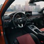 Driver and front passenger sport seats with red inserts are exclusive to the Si version of the 2022 Honda Civic compact sedan. (Manufacturer photo)