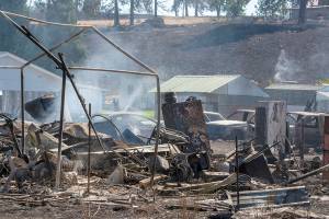Fire destroyed much of the town of Malden, Washington in 2020 after a tree reportedly snapped and fell into power lines operated by Avista. (AP Photo/Jed Conklin, file)