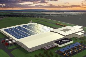 This 3D rendering shows Sila's 6000-foot facility in Moses Lake, to be used to manufacture lithium-ion anode battery materials. (Business Wire)