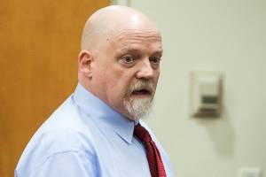 William Talbott II pleads his innocence before a judge sentences him to life with out parole at the Snohomish County Courthouse on Wednesday, July 24, 2019 in Everett, Wash. A Snohomish County judge sentenced William Talbott II to life in prison without parole, for murdering a young Canadian couple in 1987. (Andy Bronson / The Herald)