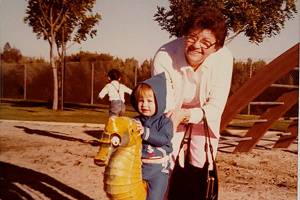 Caption: A young Jennifer Bardsley with her grandmother on one of many "Grandma Days."