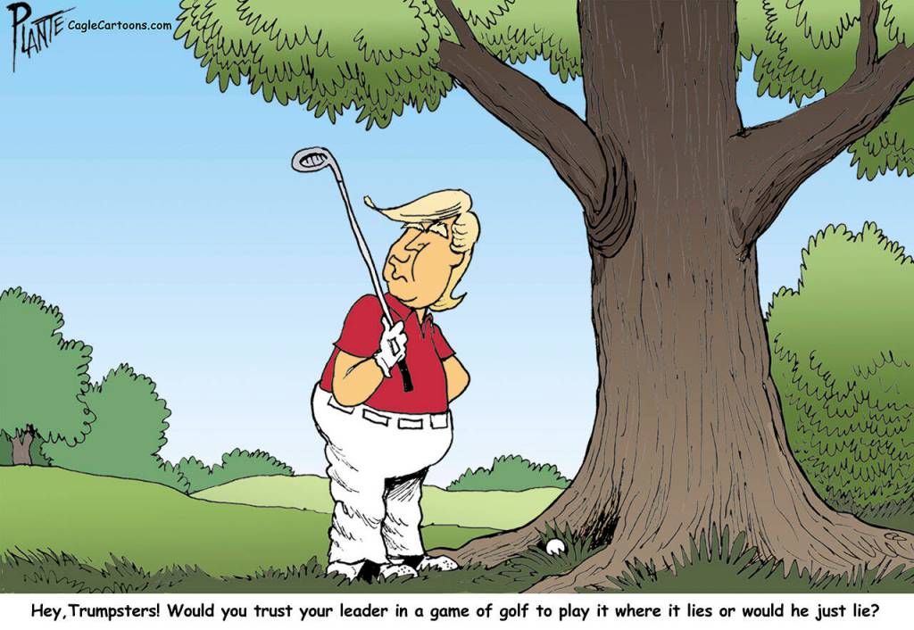 Trust Trump?, Ex-President Donald J. Trump, golf, bad lie, GOP, Grand Ole Party, RNC, Republican Party, liar, mid-term primaries, honesty, cheater, Campaign 2024