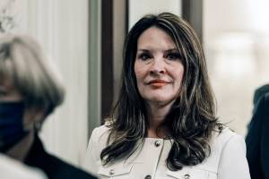 FILE - Idaho Lt. Gov. Janice McGeachin enters the house chambers at the state Capitol building on Jan. 10, 2022 in Boise, Idaho. McGeachin, a GOP candidate for governor, on Monday, May 9, 2022, called on incumbent Republican Gov. Brad Little to call a special session to eliminate rape and incest as legal exceptions to Idaho's abortion law. The law would go into effect if the U.S. Supreme Court overturns Roe v. Wade. (AP Photo/Otto Kitsinger, File)