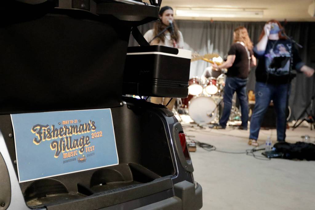 The Little Lies rehearse in Everett on May 16. (Kevin Clark / The Herald)