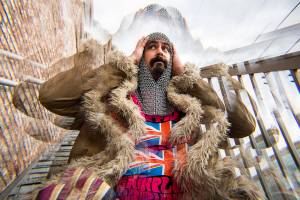 Jeremy DeBardi of Steel Beans in the nostalgic alleyway behind Tony V’s on Tuesday, May 17, 2022 in Everett, Washington. (Olivia Vanni / The Herald)