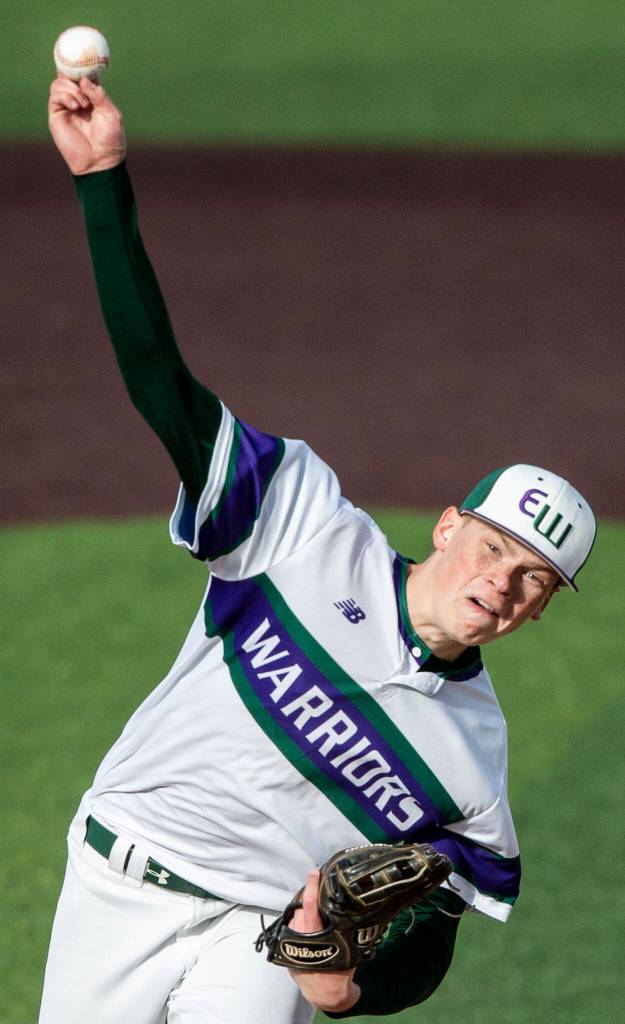 Edmonds-Woodway senior Jacob Gabler has allowed only one run in 12 innings pitched this postseason. (Olivia Vanni / The Herald)