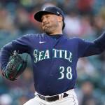 Seattle Mariners starting pitcher Robbie Ray throws against the Philadelphia Phillies during the first inning of a baseball game, Tuesday, May 10, 2022, in Seattle. (AP Photo/Ted S. Warren)