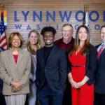 Lynnwood City Council members, from left: Jim Smith, Shirley Sutton, Shannon Sessions, Josh Binda, George Hurst, Julieta Altamirano-Crosby, and Patrick Decker. (City of Lynnwood)