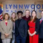 Lynnwood City Council members, from left: Jim Smith, Shirley Sutton, Shannon Sessions, Josh Binda, George Hurst, Julieta Altamirano-Crosby, and Patrick Decker. (City of Lynnwood)
