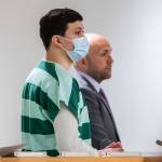 Rhyan Vasquez, charged with second-degree assault for beating his girlfriend, at a hearing at the Snohomish County Courthouse in Everett on Monday. (Olivia Vanni / The Herald)