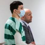 Rhyan Vasquez, charged with second-degree assault for beating his girlfriend, at a hearing at the Snohomish County Courthouse on Monday, May 23, 2022 in Everett, Washington. (Olivia Vanni / The Herald)