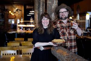 Alyssa and Hart Bleifuss own and operate the newly opened Pie Dive Bar in Snohomish, Washington on May 17, 2022. (Kevin Clark / The Herald)