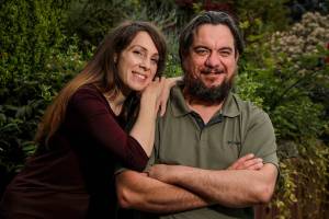 Janette Burk and Timur Keskinturk are fighting to keep their coffee shop location in Alderwood Mall. Photographed in Seattle, Washington on May 23, 2022.  (Kevin Clark / The Herald)