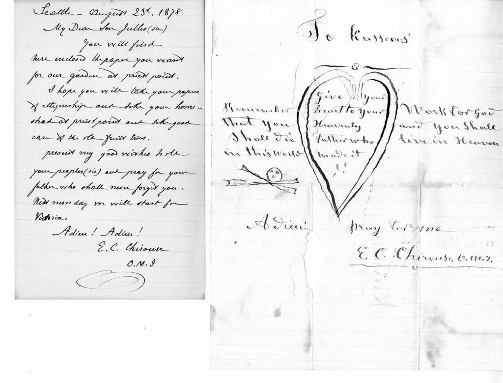 Father Eugene Casimir Chirouse wrote to former students following his departure from the Tulalip mission school. (Marquette University archives)