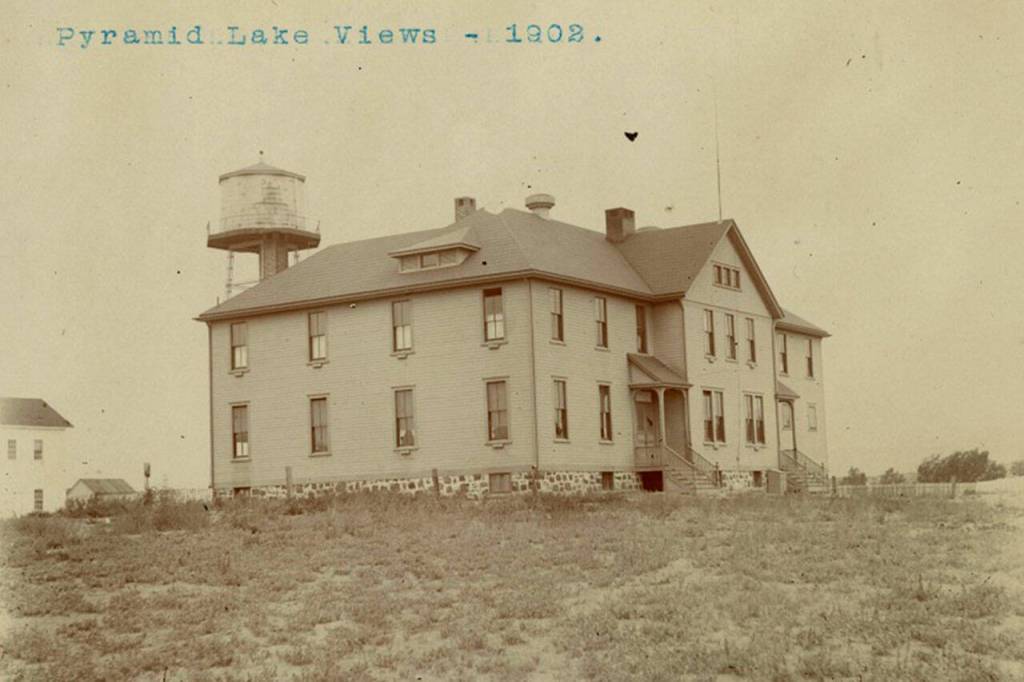 The government sent some Tulalip Indian School students across state lines to hospitals or larger boarding schools for Indigenous youth. Rosemary Fryberg was taken to the Pyramid Lake Sanatorium, pictured here in 1902. (Courtesy of the Wisconsin Historical Society)