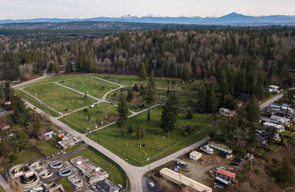 Mission Beach cemetery is at the former location of the mission school on the Tulalip Reservation on Friday, Jan. 28, 2022 in Tulalip, Washington. (Olivia Vanni / The Herald)