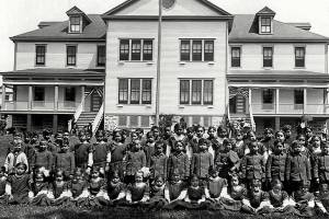 Indigenous children from around the Pacific Northwest were forced by the U.S. government to attend the Tulalip Indian School. (Tulalip Tribes Hibulb Cultural Center)