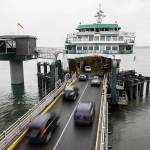 Vehicles board the ferry to Whidbey Island at the Mukilteo dock. (Olivia Vanni / The Herald)