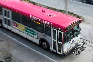 Ian Terry / The Herald

An Everett Transit bus drives along Hewitt Avenue in downtown Everett on Friday, March 9.

Photo taken on 03092018
