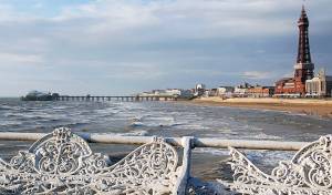 Blackpool, its beach, and its tower.
