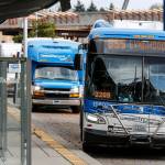 Community Transit is preparing to shift commuter buses that go to the University of Washington in Seattle to connect with Link light rail in Northgate next year. (Kevin Clark / The Herald)