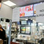 A sign at the Burger King on Evergreen Way in Everett reads No Burgers due to a fire on May 1. This photo was taken June 16. (Kevin Clark / The Herald)