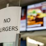 A sign at the Burger King on Evergreen Way in Everett reads No Burgers as a result of damage from a grease fire on May 1. This photo was taken June 16. (Kevin Clark / The Herald)