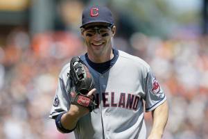 Cleveland Indians center fielder Grady Sizemore (24) against the San Francisco Giants in a baseball game in San Francisco, Saturday, June 25, 2011. (AP Photo/Jeff Chiu)