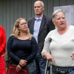 Roxana Boroujerdi, right, discusses the proposed Faith Family Village temporary shelter for families Wednesday. If approved, it would have eight units for people to stay up to 90 days and has support from Everett Mayor Cassie Franklin, left, Evangelical Lutheran Church of America World Hungers Juliana Glassco, and U.S. Rep. Rick Larsen. (Kevin Clark / The Herald)