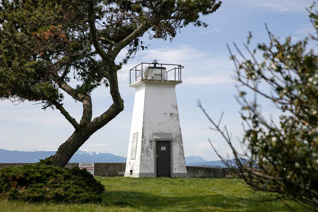 Standing on private property, Bush Point Lighthouse marks the narrow passage between Whidbey Island and Marrowstone Island near Port Townsend. (Ryan Berry)